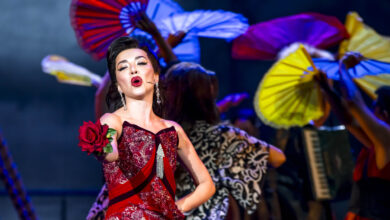 Bianca Tadini caracterizada como Maria Calls para o Musical Território do Amor