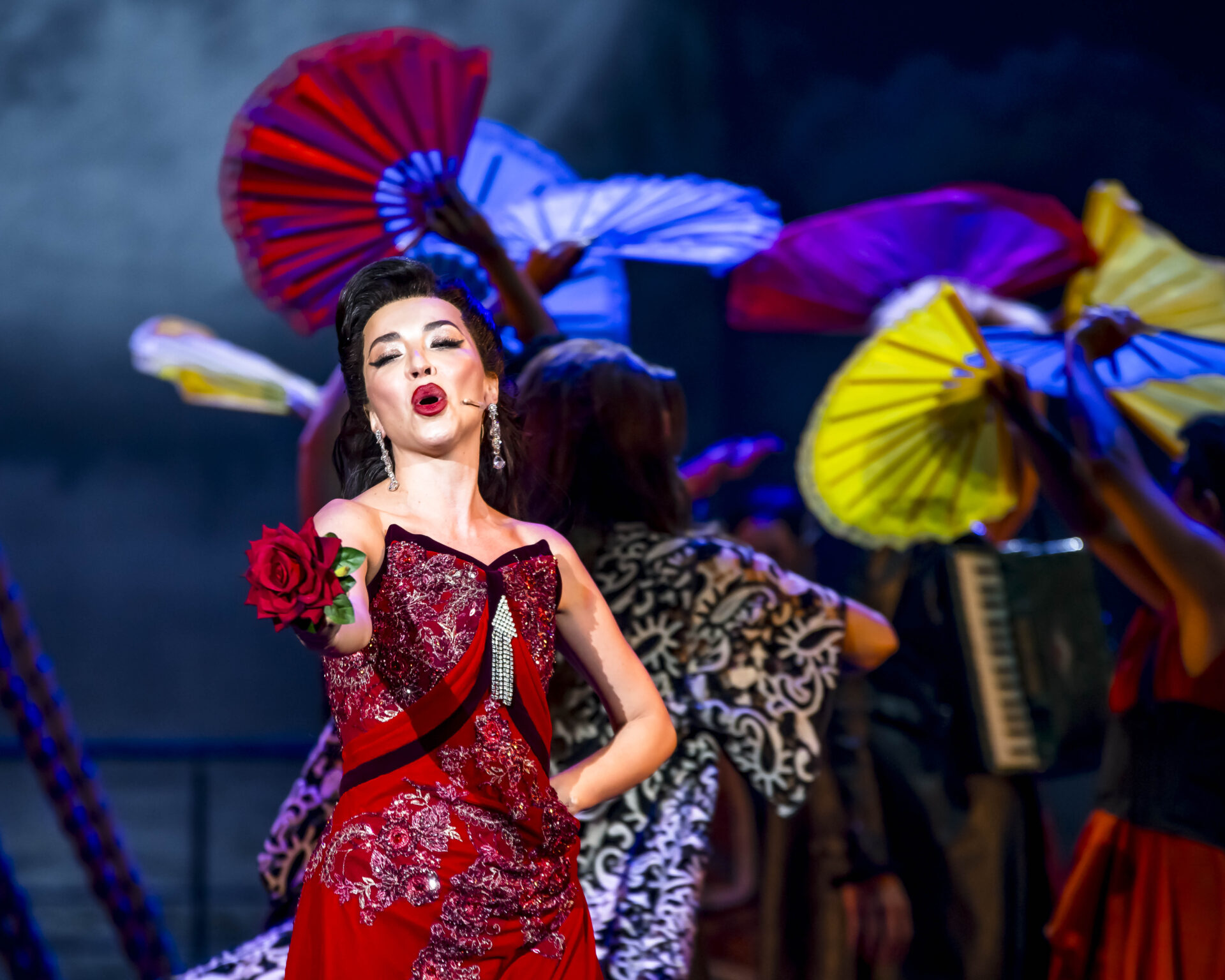 Bianca Tadini caracterizada como Maria Calls para o Musical Território do Amor